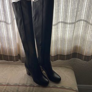 Franco Sarto FAYE leather OTK boots sz 7 black